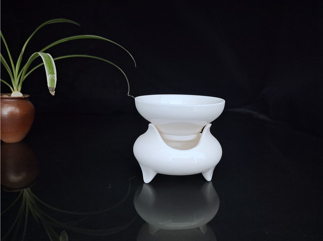 白瓷茶具-大宋定窑三角茶漏
